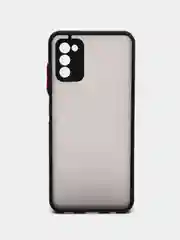 Черный чехол Samsung Galaxy A03s (Самсунг Галакси А03с) пластиковый матовый с цветными кнопками