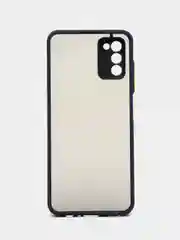 Темно-синий чехол Samsung Galaxy A03s (Самсунг Галакси А03с) пластиковый матовый с цветными кнопками
