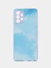Голубой чехол Samsung Galaxy A32 4G твердый пластиковый глянцевый под стекло Самсунг Галакси А32