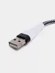 Белый кабель USB Type-C, тканевая оплетка, 1 метр