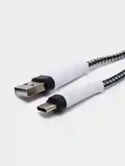 Белый кабель USB Type-C, тканевая оплетка, 1 метр