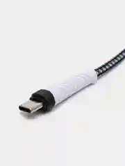Белый кабель USB Type-C, тканевая оплетка, 1 метр