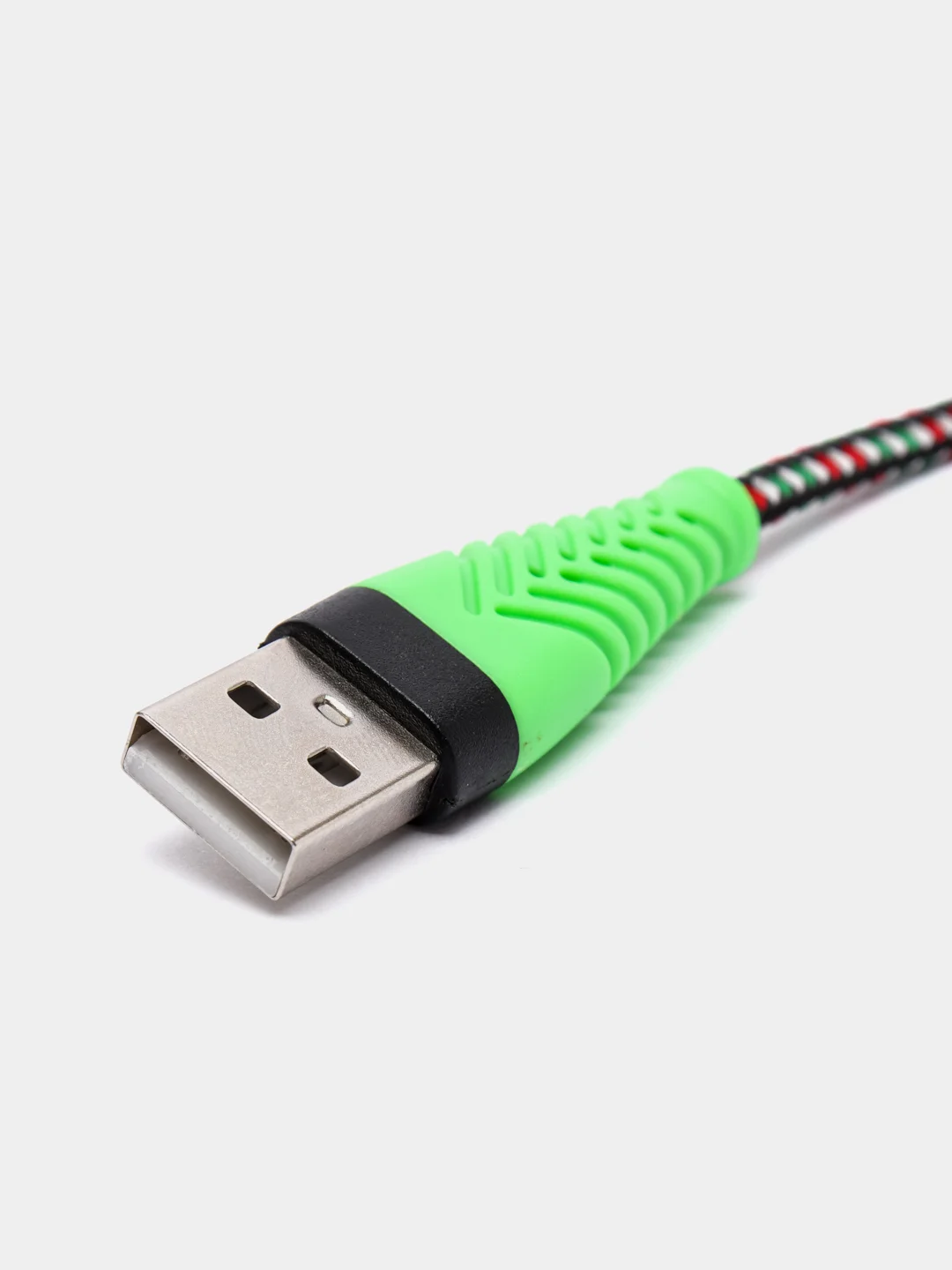 Зеленый кабель USB Type-C, тканевая оплетка, 1 метр