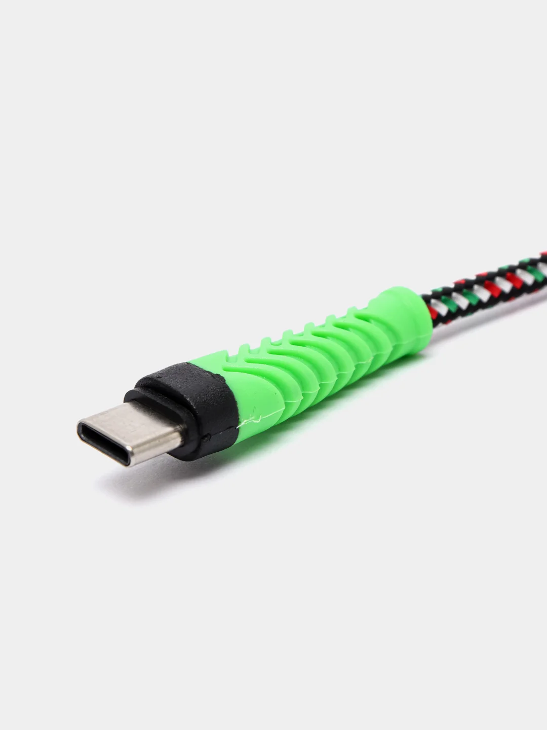 Зеленый кабель USB Type-C, тканевая оплетка, 1 метр