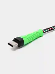 Зеленый кабель USB Type-C, тканевая оплетка, 1 метр