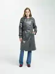 Хром тренч женский длинный, экокожа