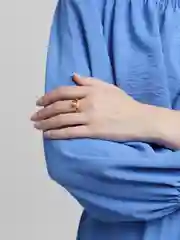 Золотой кольцо "Лапка" с сердцем