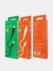 Черный кабель для зарядки и передачи данных Borofone BX37 Wieldy, до 3А, 3 варианта разъёма, 1 м