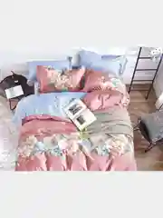 Кораллово-розовый комплект постельного евро белья, Состав ткани - САТИН