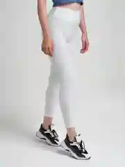 Белый легинсы женские спортивные, с завышенной талией