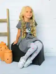Серый детские колготки Сердечки