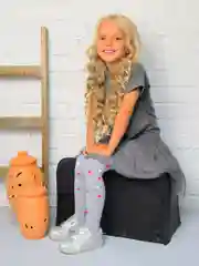 Серый детские колготки Сердечки