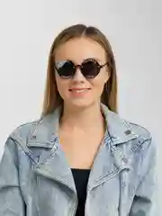 Серебряный круглые очки с надписью