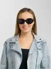 Черный женские очки, солнцезащитные, круглые