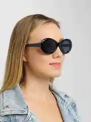 Черный женские очки, солнцезащитные, круглые