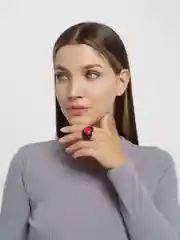 Черный кольцо акриловое "Сердце"