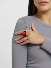 Черный кольцо акриловое "Сердце"