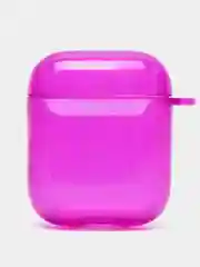 Фиолетовый чехол для наушников Apple Airpods 1/2 Pro неоновый силиконовый прозрачный
