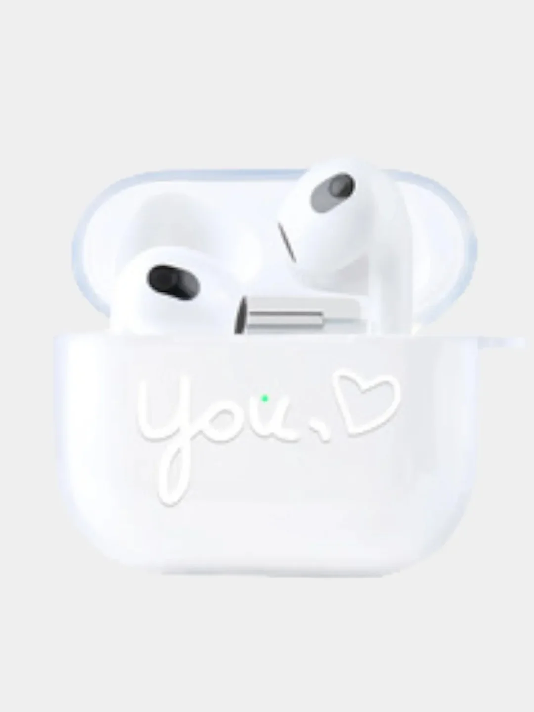 Белый чехол для наушников Apple AirPods 3 силиконовый прозрачный принт Nike / Найк