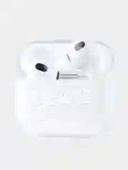 Белый чехол для наушников Apple AirPods 3 силиконовый прозрачный принт Nike / Найк