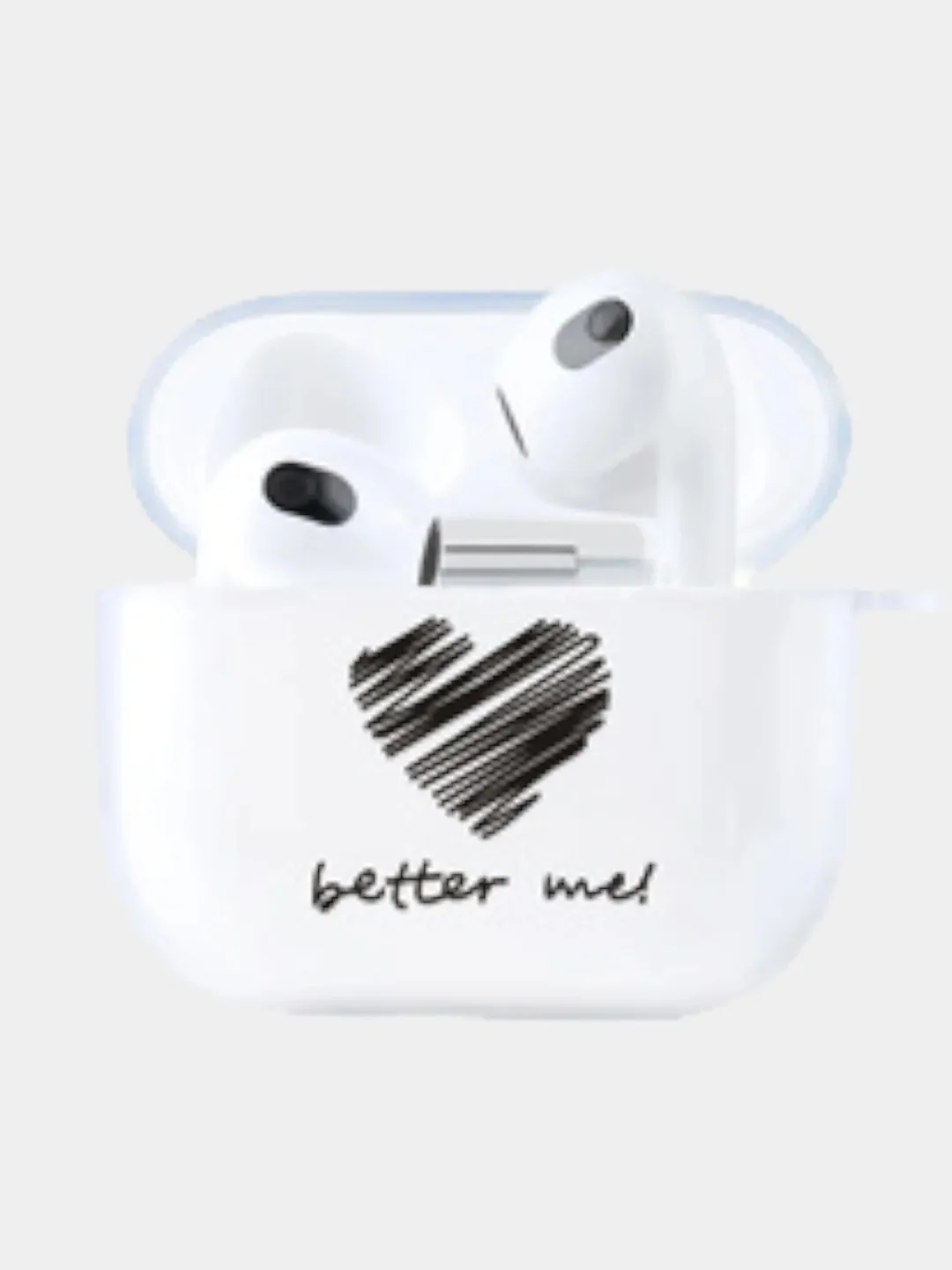 Черный чехол для наушников Apple AirPods 3 силиконовый прозрачный принт Nike / Найк