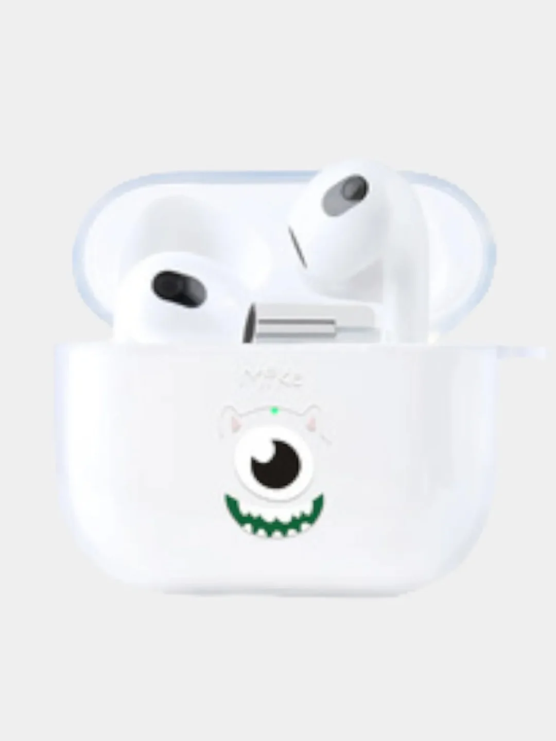 Зеленый чехол для наушников Apple AirPods 3 силиконовый прозрачный принт Nike / Найк