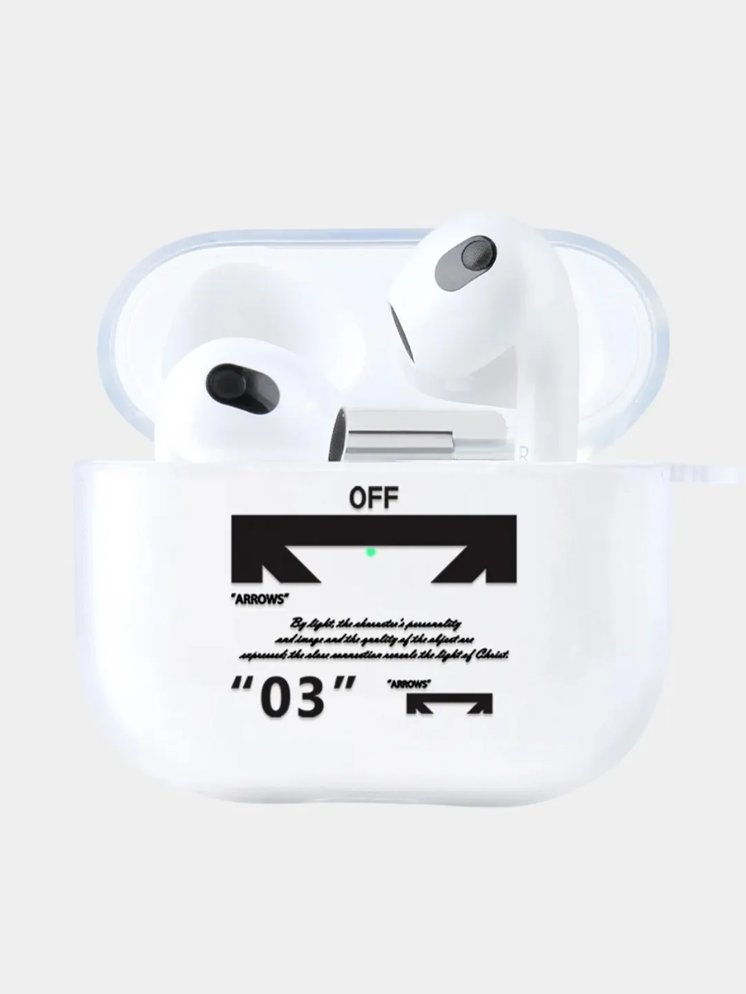 Тёмно-серый чехол для наушников Apple AirPods 3 силиконовый прозрачный принт Nike / Найк
