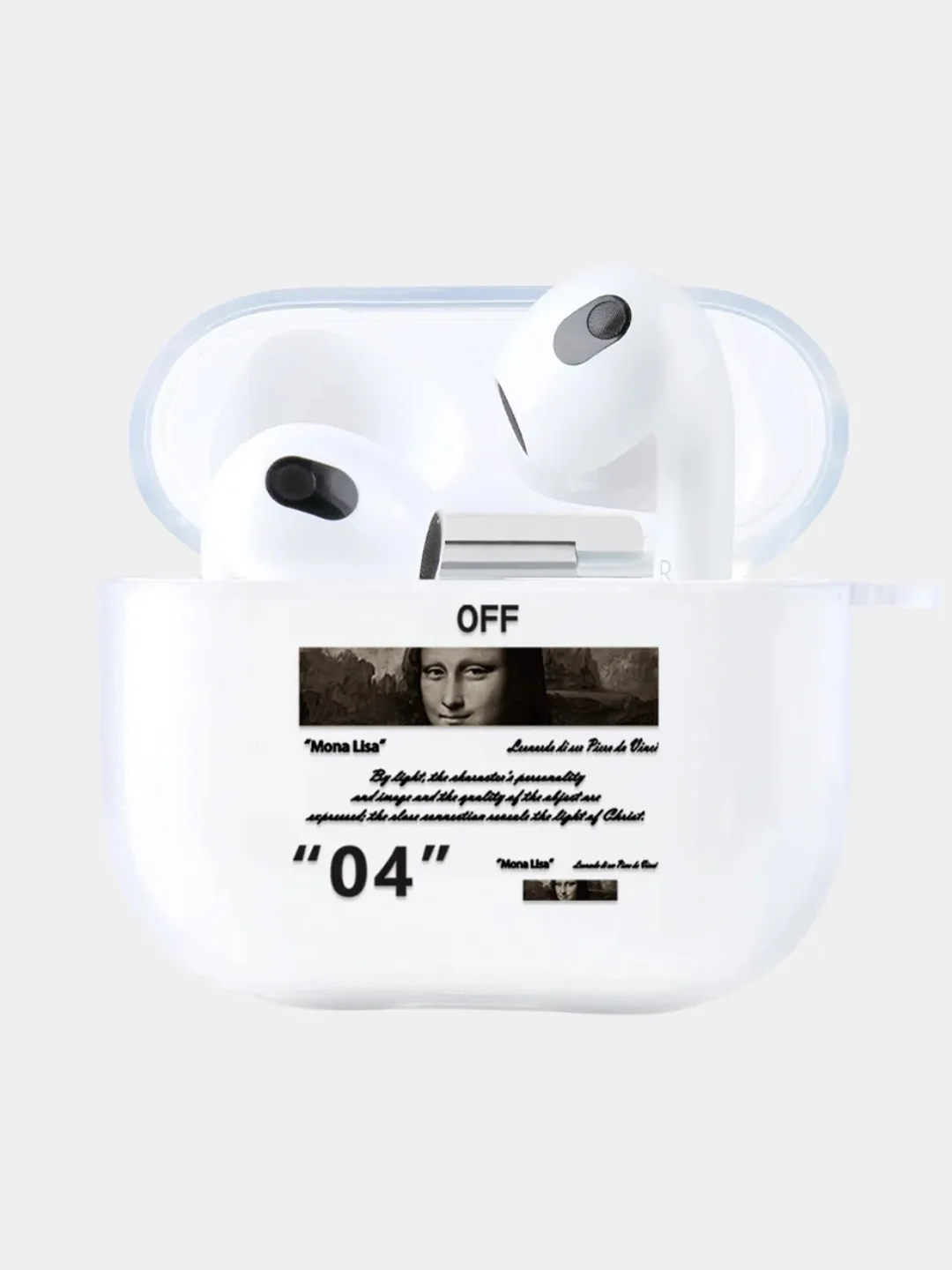 Прозрачный чехол для наушников Apple AirPods 3 силиконовый прозрачный принт Nike / Найк