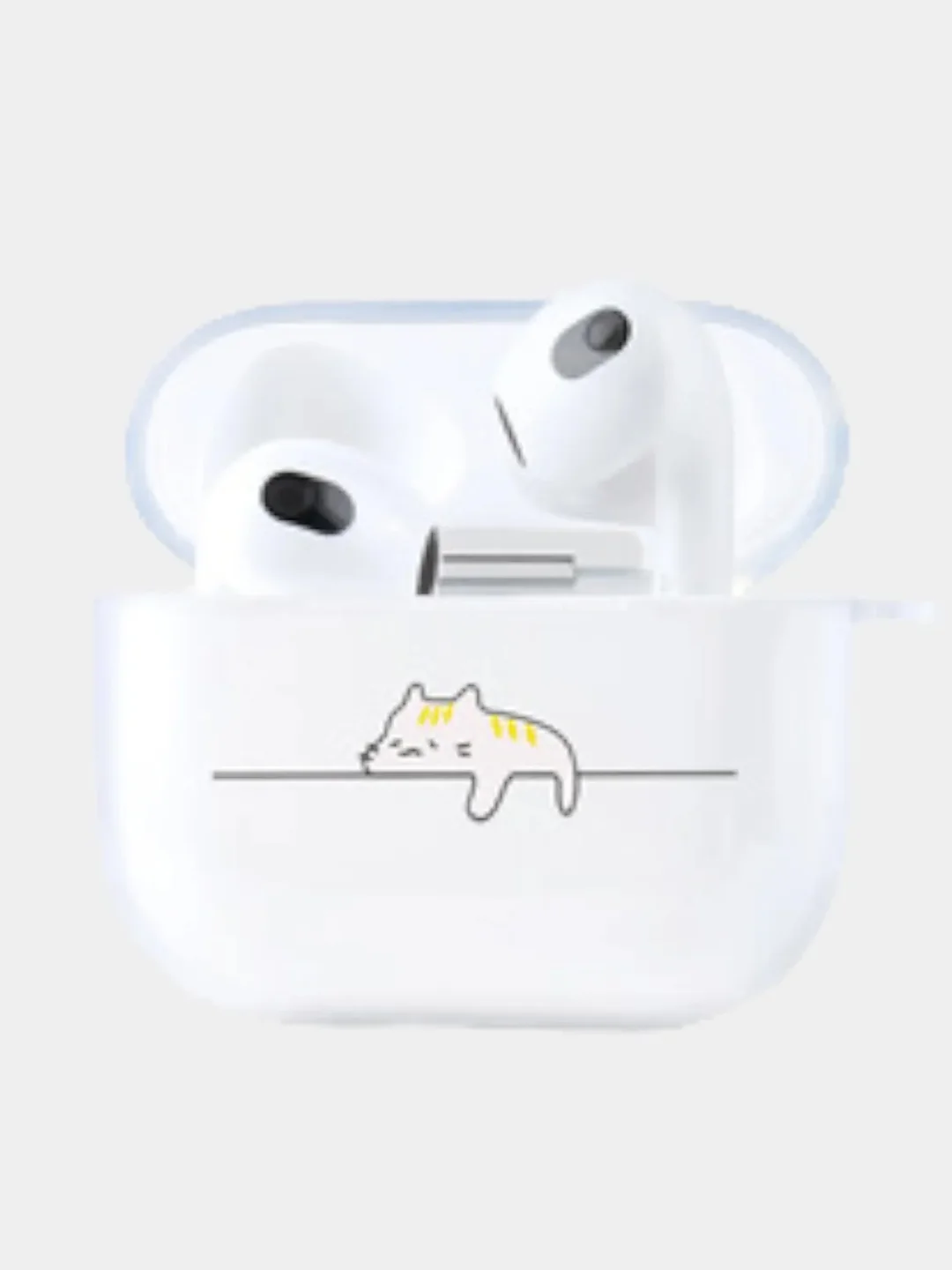 Желтый чехол для наушников Apple AirPods 3 силиконовый прозрачный принт Nike / Найк