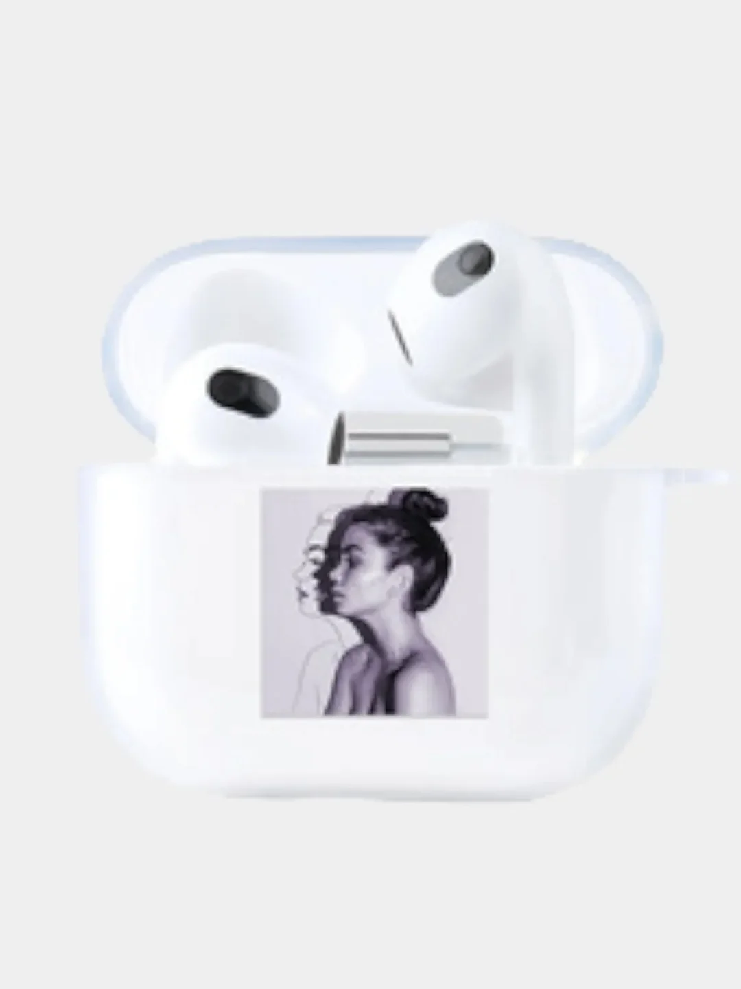 Бежевый меланж чехол для наушников Apple AirPods 3 силиконовый прозрачный принт Nike / Найк