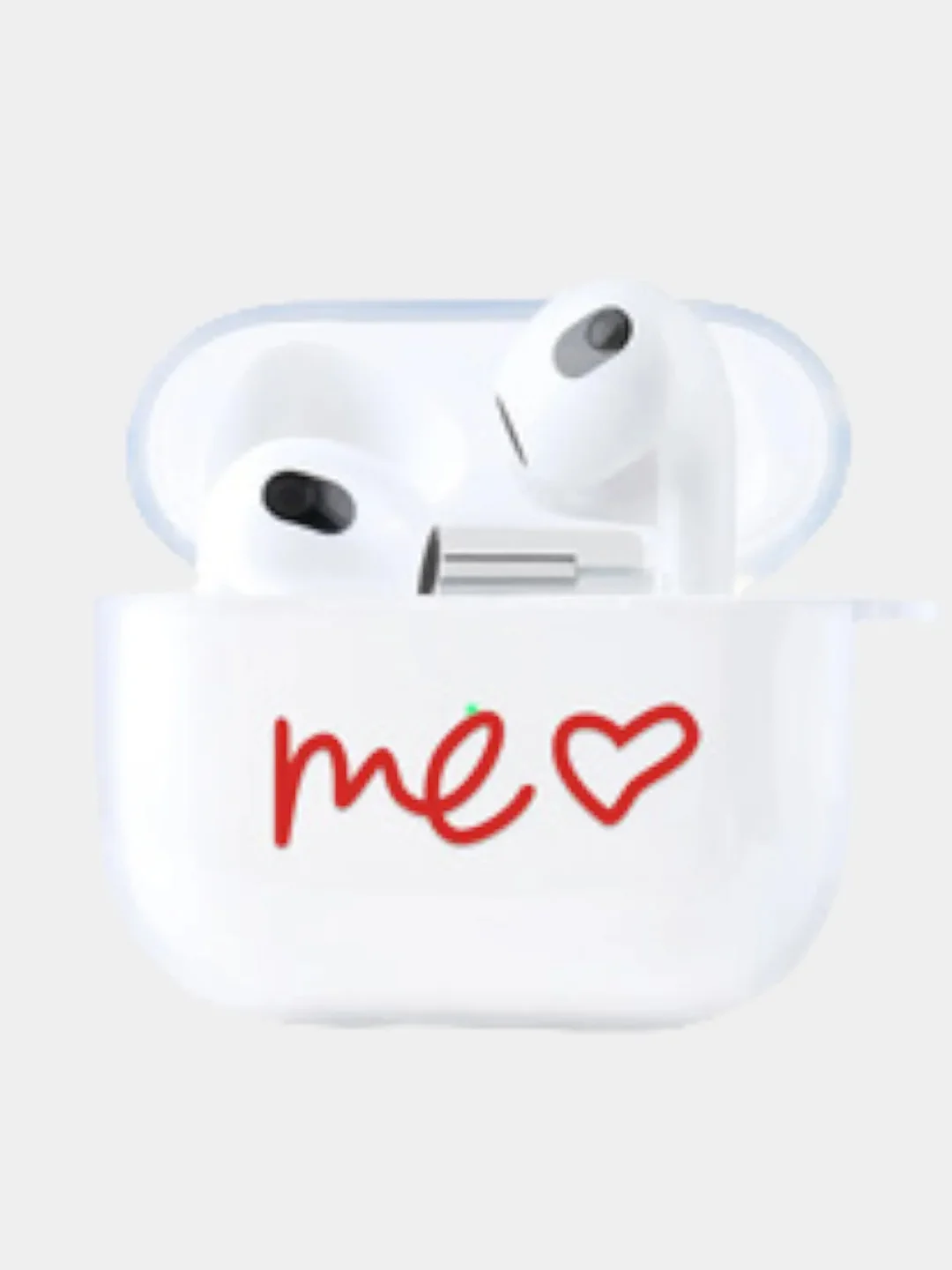 Красный чехол для наушников Apple AirPods 3 силиконовый прозрачный принт Nike / Найк