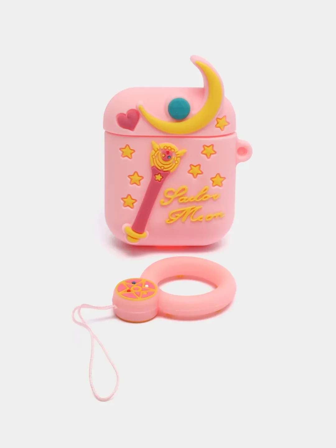 Светло-оранжевый чехол для беспроводных наушников AirPods 1/2, с карабином, силиконовый