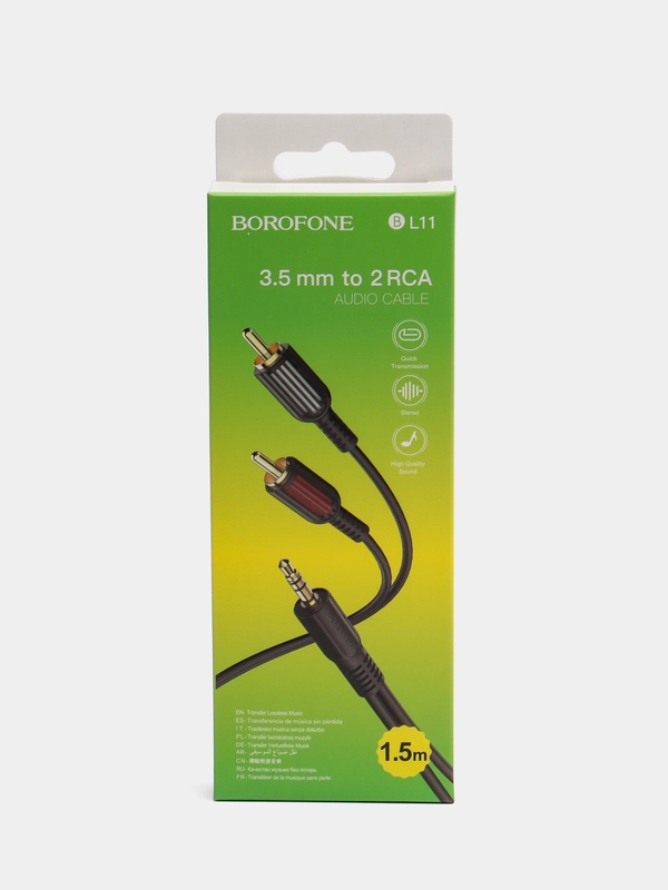 Аудиокабель Borofone BL11 AUX 3.5mm, 1.5 м , два разъёма RCA jack-тюльпаны