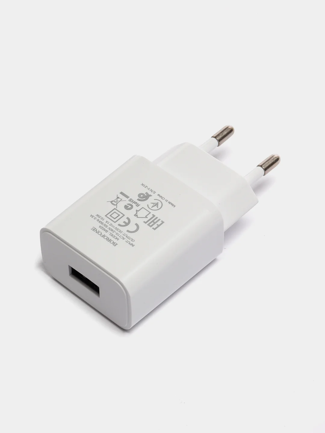 Белый сетевой блок питания Borofone BA52A, Lightning, Micro-USB, 2.1A