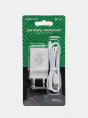 Белый сетевой блок питания Borofone BA52A, Lightning, Micro-USB, 2.1A