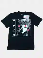 Бежевый меланж футболка женская светящаяся Hello Kitty "Куроми", аниме Hunter, Evangelion, Атака титанов