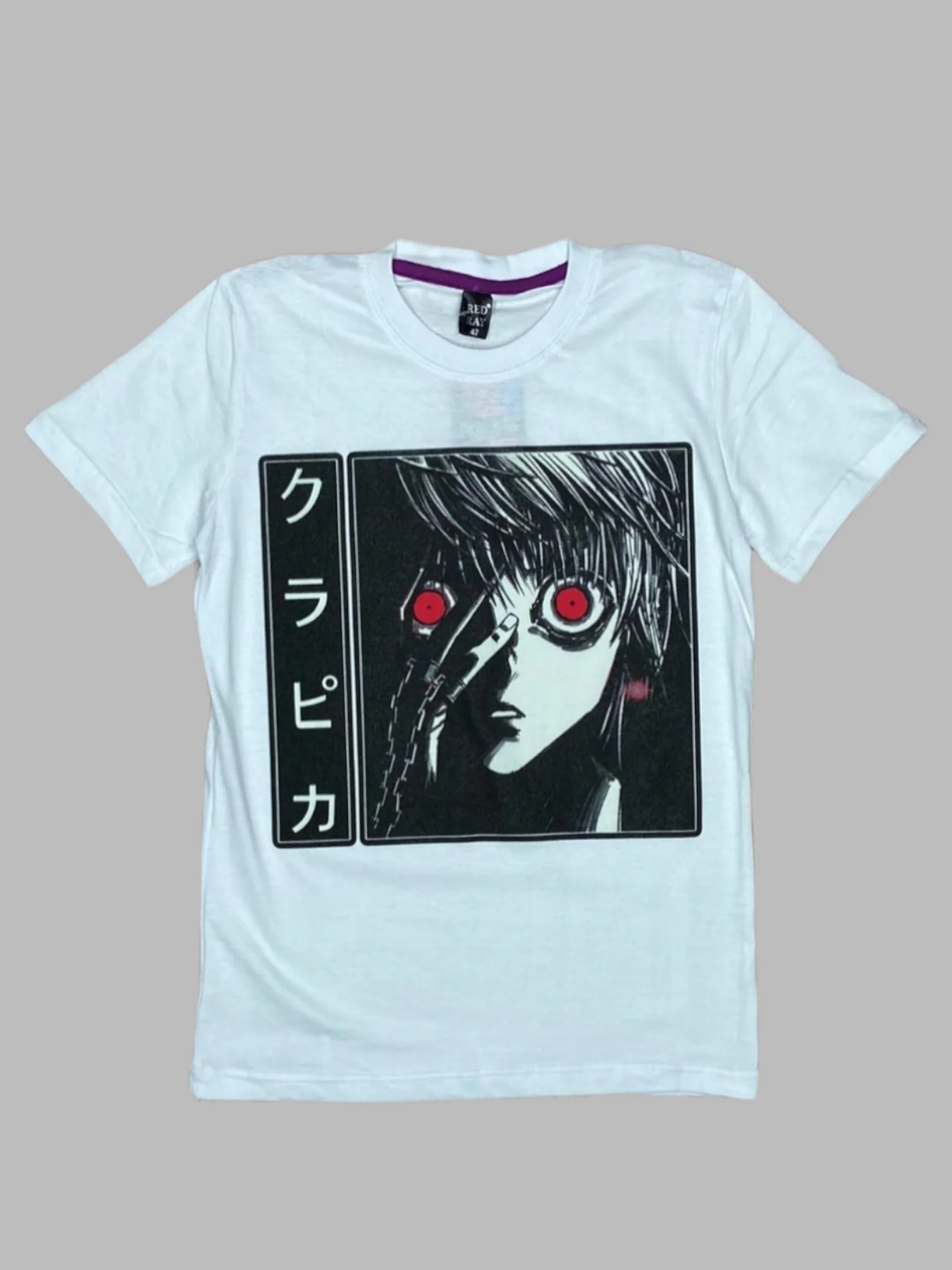 Бирюзовый футболка женская светящаяся Hello Kitty "Куроми", аниме Hunter, Evangelion, Атака титанов