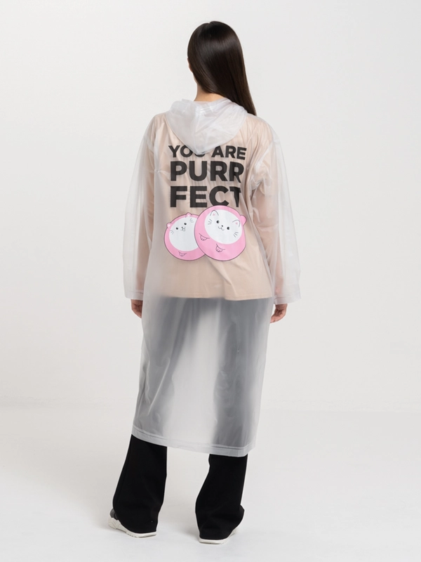 Дождевик-плащ You are purrfect, размер 42-46, 60 х 110 см, цвет белый