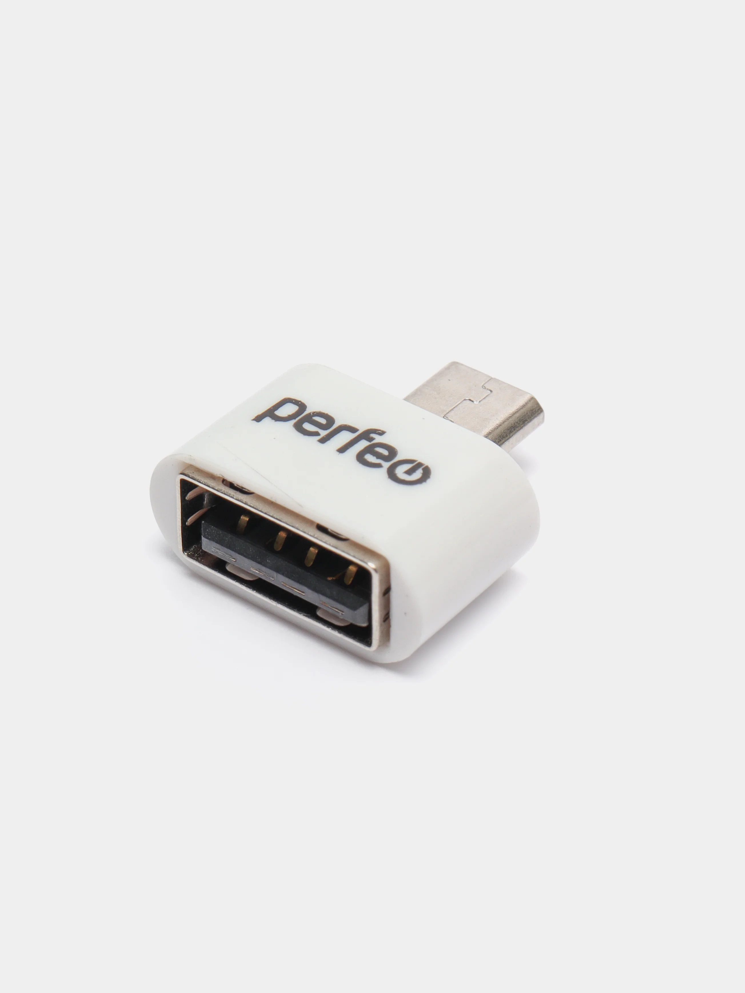 Белый адаптер USB OTG Perfeo, PF-VI-O003