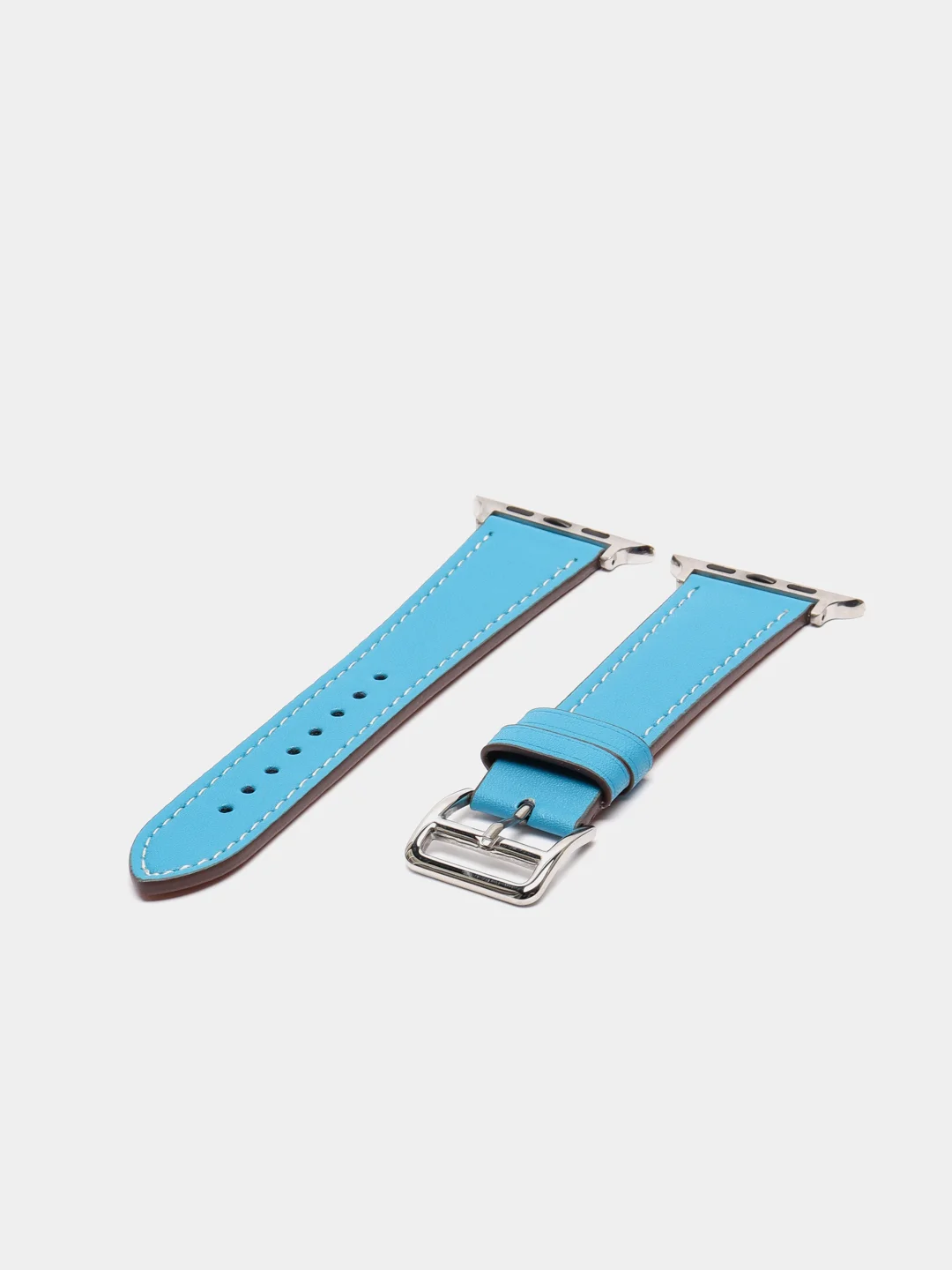 Голубой кожаные ремешки для Apple Watch 3, 4, 5, 6, 7, SE, 38 / 42 / 40 / 44