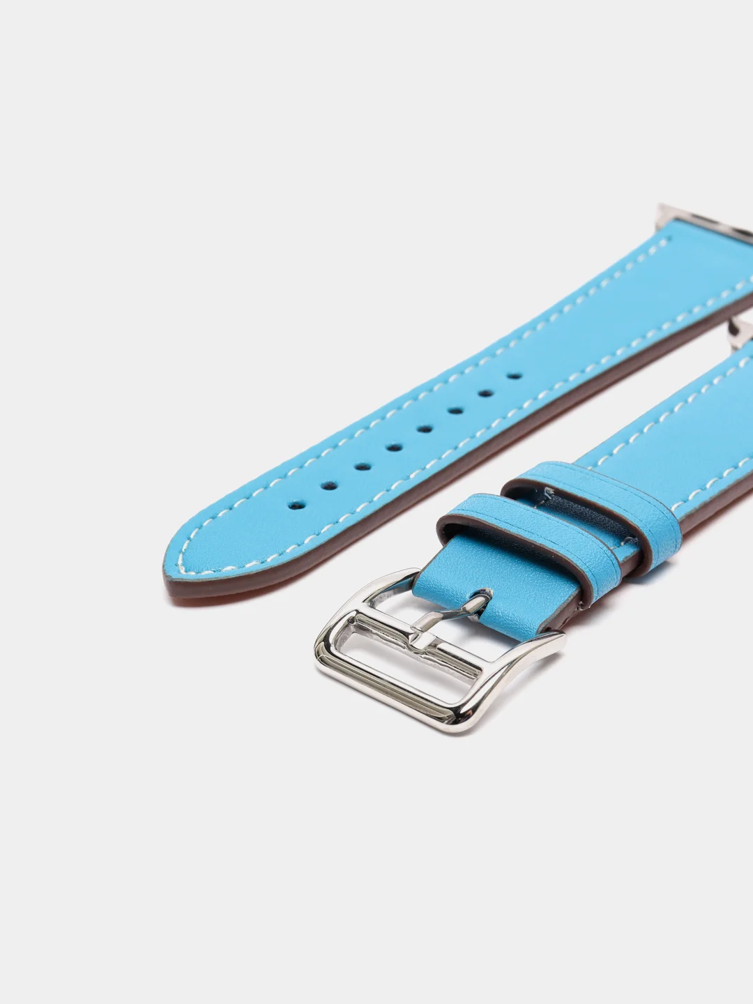 Голубой кожаные ремешки для Apple Watch 3, 4, 5, 6, 7, SE, 38 / 42 / 40 / 44
