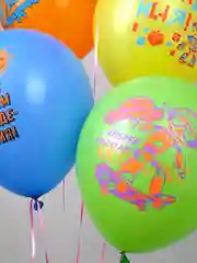 Желтый воздушные шары для мальчика "С Днём Рождения", с рисунками машинки, роботы, 30 см, 10 штук