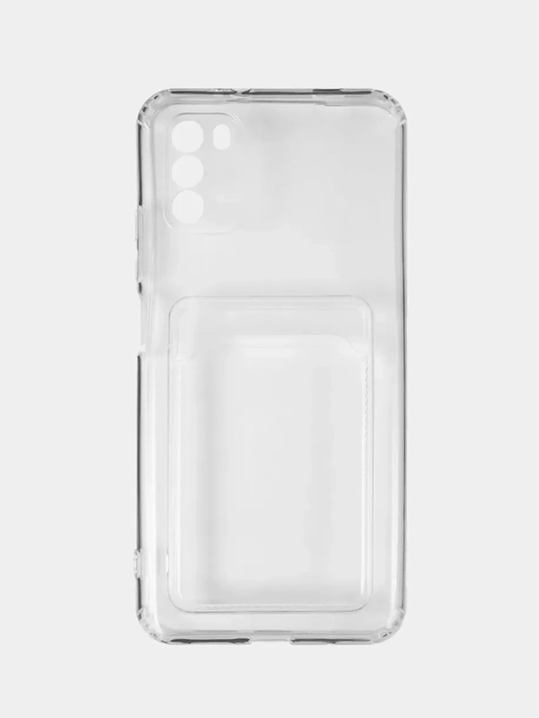 Силиконовый чехол для Xiaomi Poco M3 (Сяоми Поко М3) , с карманом для карт, прозрачный