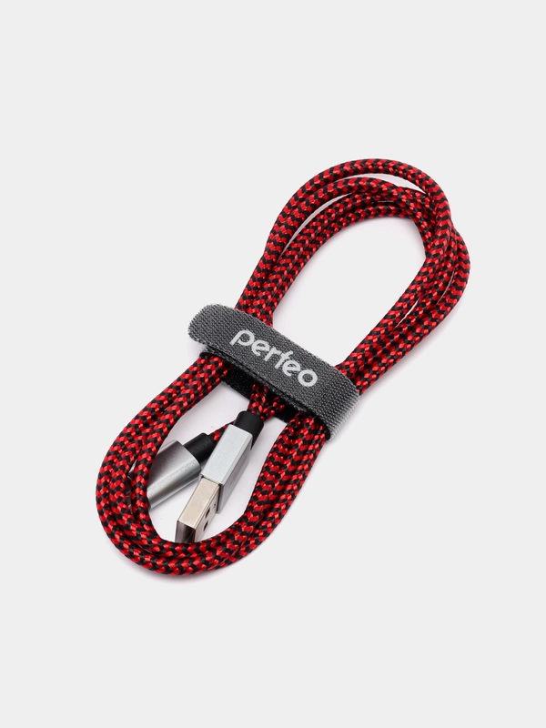 Кабель PERFEO, USB 2.0 A, вилка - USB, Type-C вилка, черно-красный, длина - 1 и 3 м