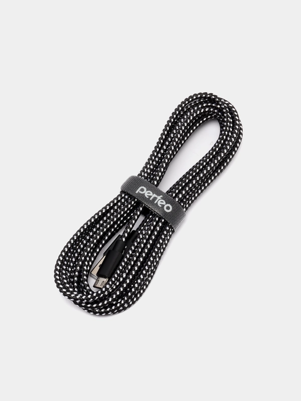 Кабель Perfeo USB2.0 A - Micro USB, черно-белый, длина 1 м, 3 м