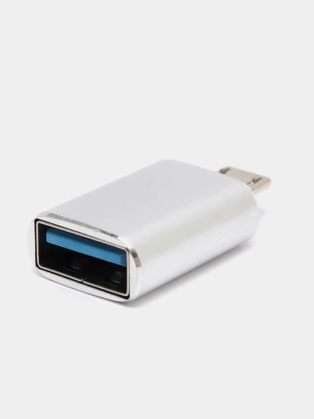 Серебряный адаптер USB на micro USB OTG Perfeo, 3.0