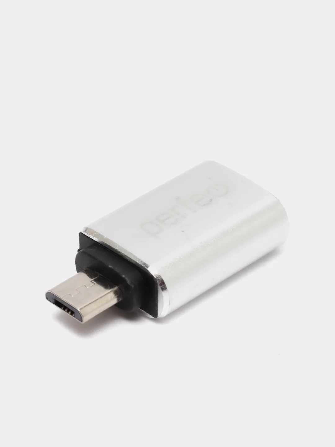 Серебряный адаптер USB на micro USB OTG Perfeo, 3.0