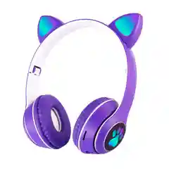 Салатовый беспроводные Bluetooth-наушники с кошачьими светящимися ушками