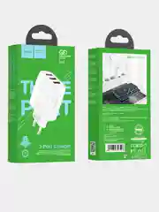 Белый сетевое зарядное устройство Hoco N15, 3 USB, 2.4 A