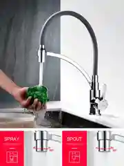 Смеситель для кухни LEDEME из латуни, 2 режима подачи воды, гибкий излив